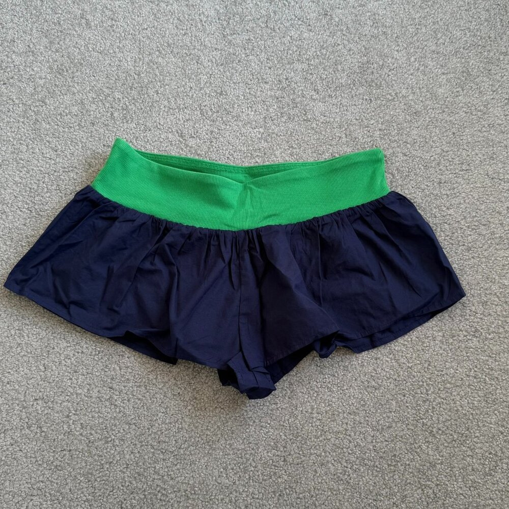 Anthropologie Colorblock Micro Shorts Navy Green Summer Athleisure NWT Sz LARGE